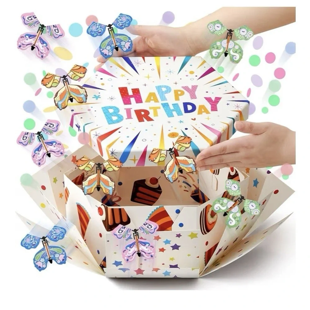 Flying Birthday Butterfly Surprise Gift Box Gift Box with 12Pcs Flying Butterfly